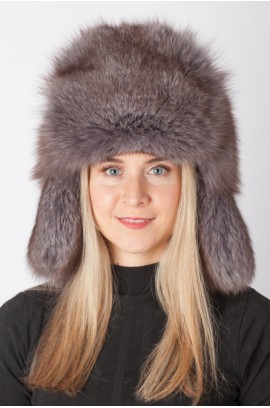 Blue arctic fox fur hat – Russian style